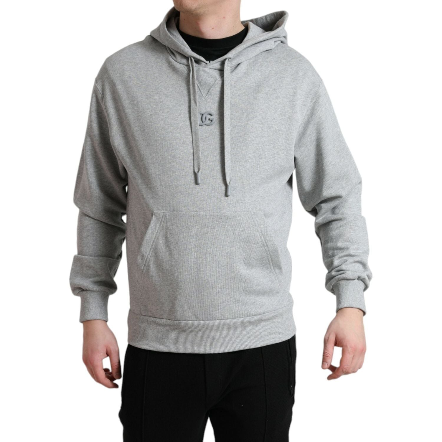 Dolce & Gabbana Gray Cotton Logo Hooded Sweatshirt Sweater
