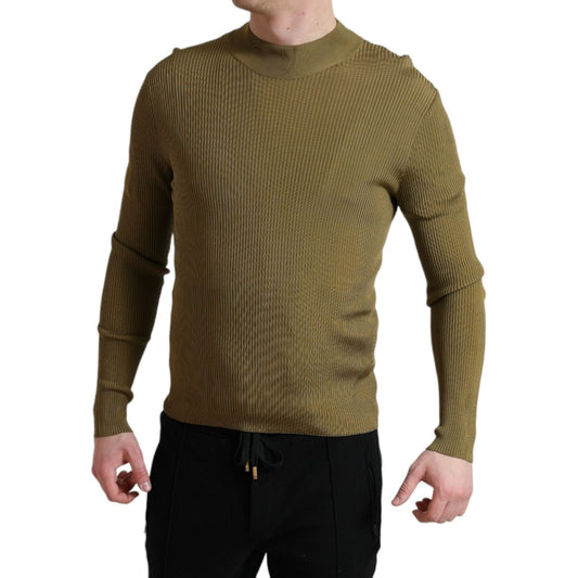 Army Green Viscose Crew Neck Sweater