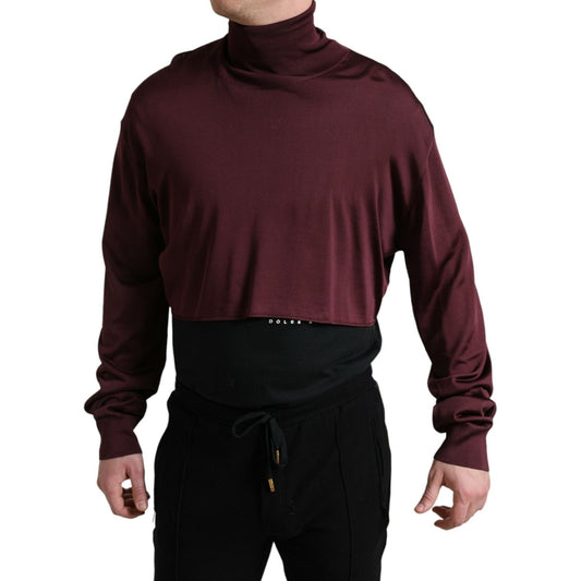 Maroon Turtleneck Viscose Sweater