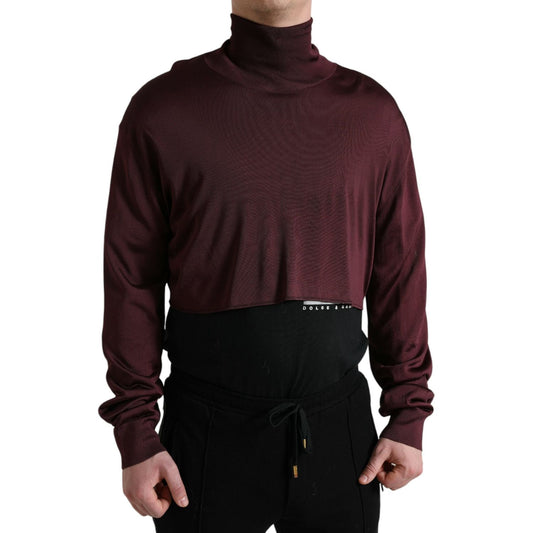 Maroon Turtleneck Viscose Sweater