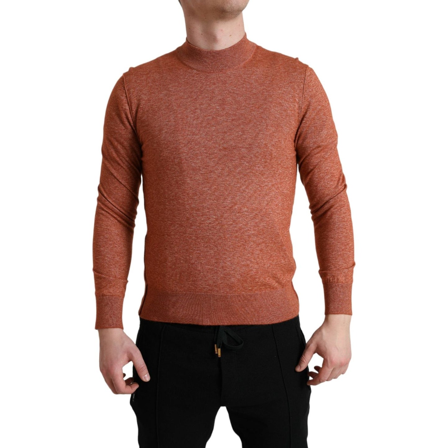 Silk-Cashmere Orange Crew Neck Sweater