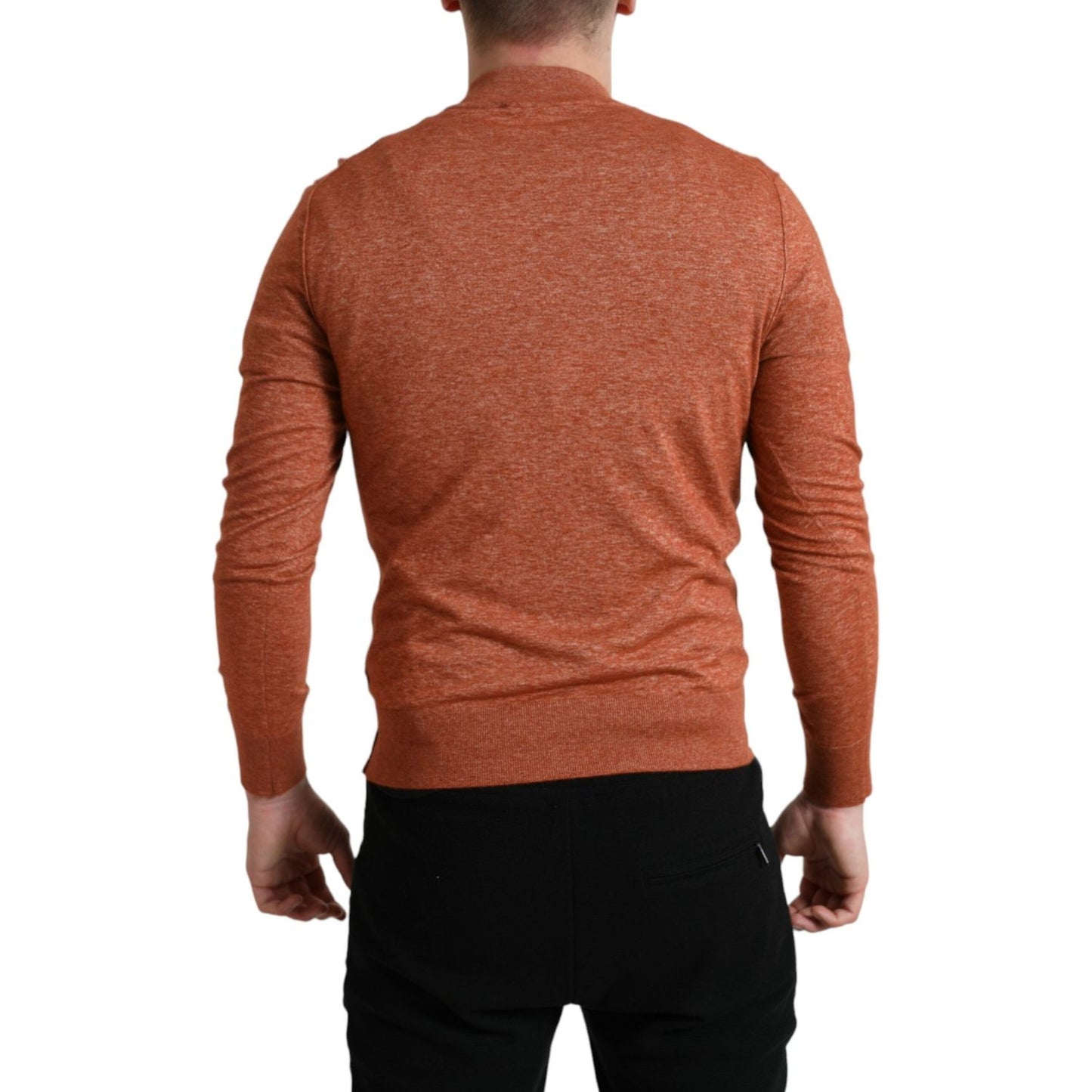 Silk-Cashmere Orange Crew Neck Sweater