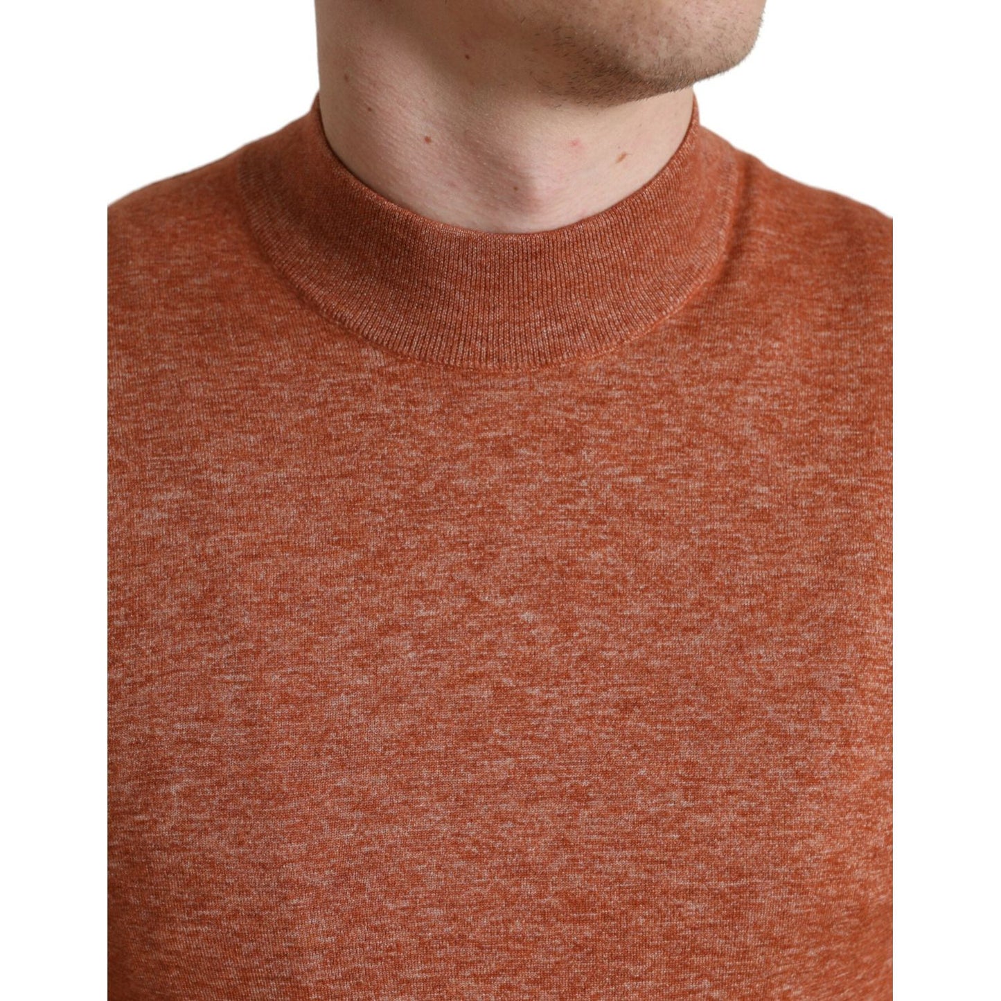 Silk-Cashmere Orange Crew Neck Sweater