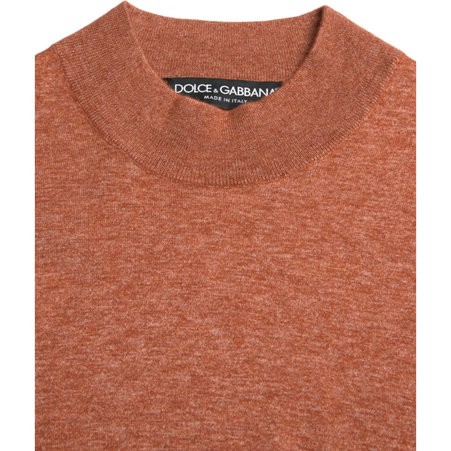 Silk-Cashmere Orange Crew Neck Sweater