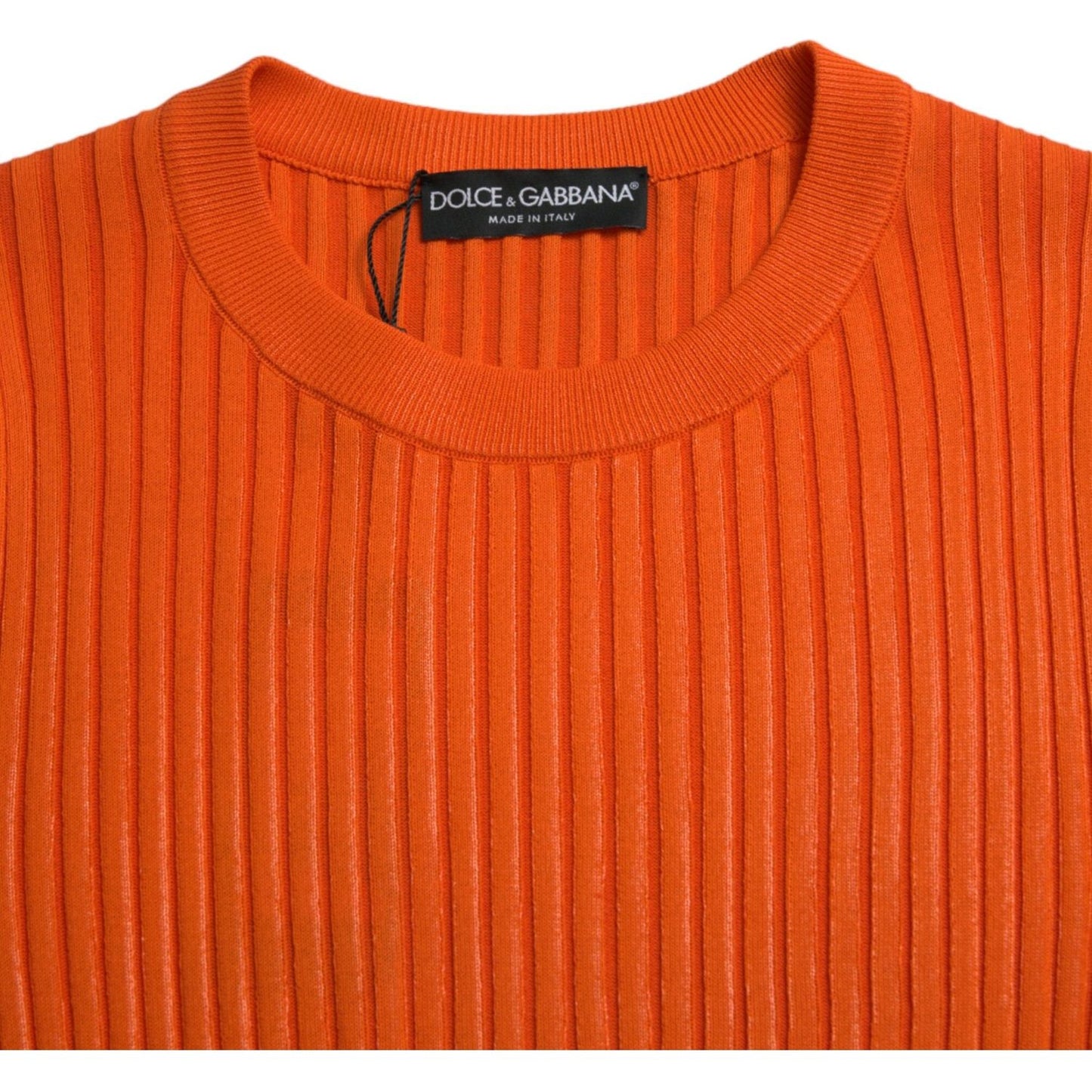 Sleek Sunset Orange Knitted Pullover Sweater