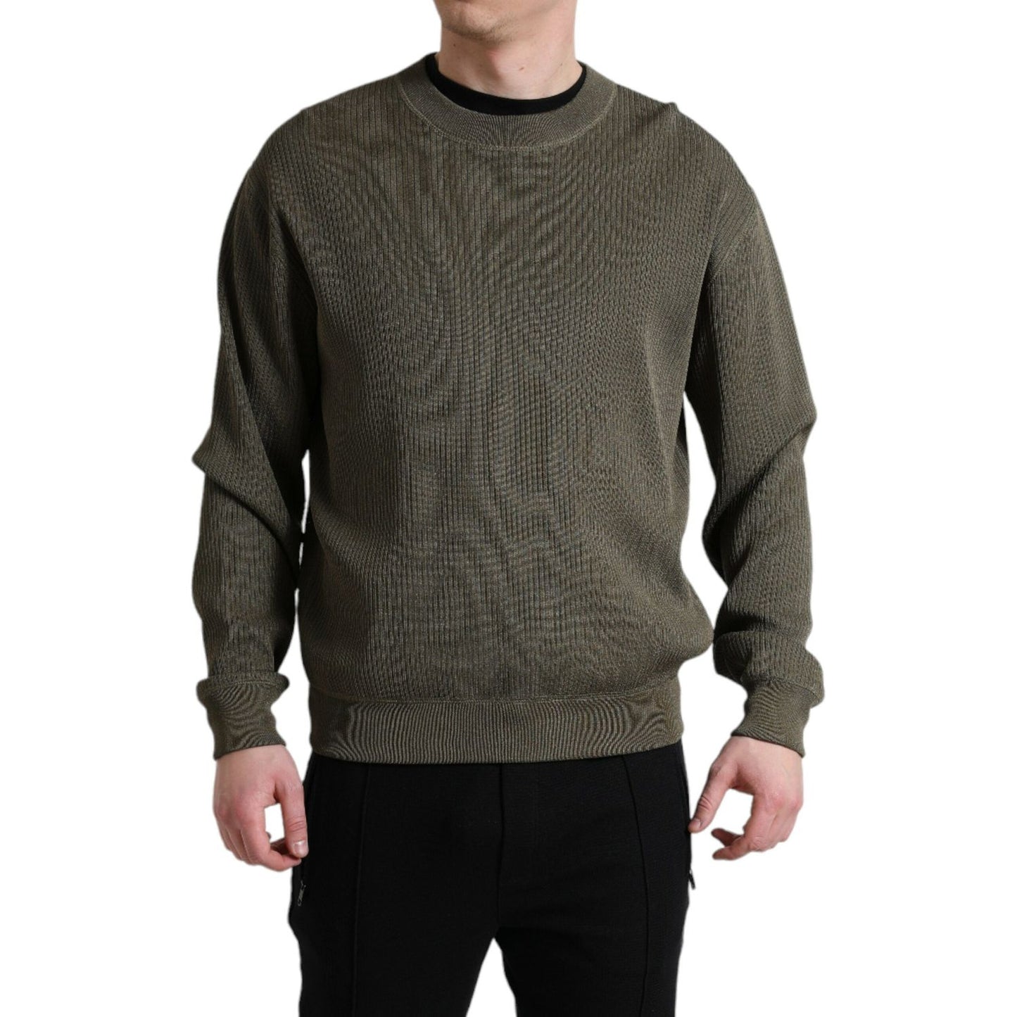 Elegant Green Crew Neck Sweater