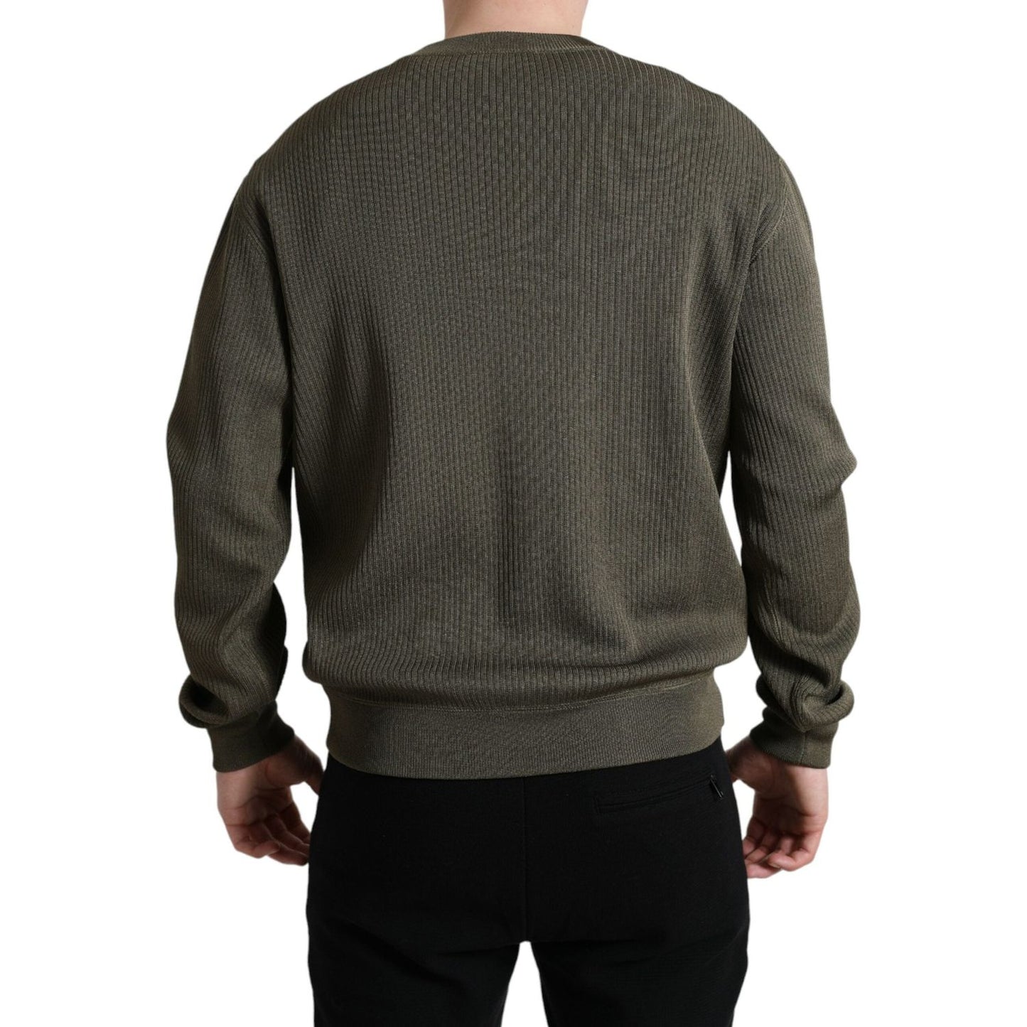 Elegant Green Crew Neck Sweater