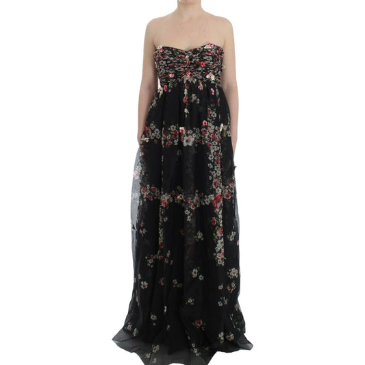 Elegant Strapless Silk Maxi Dress