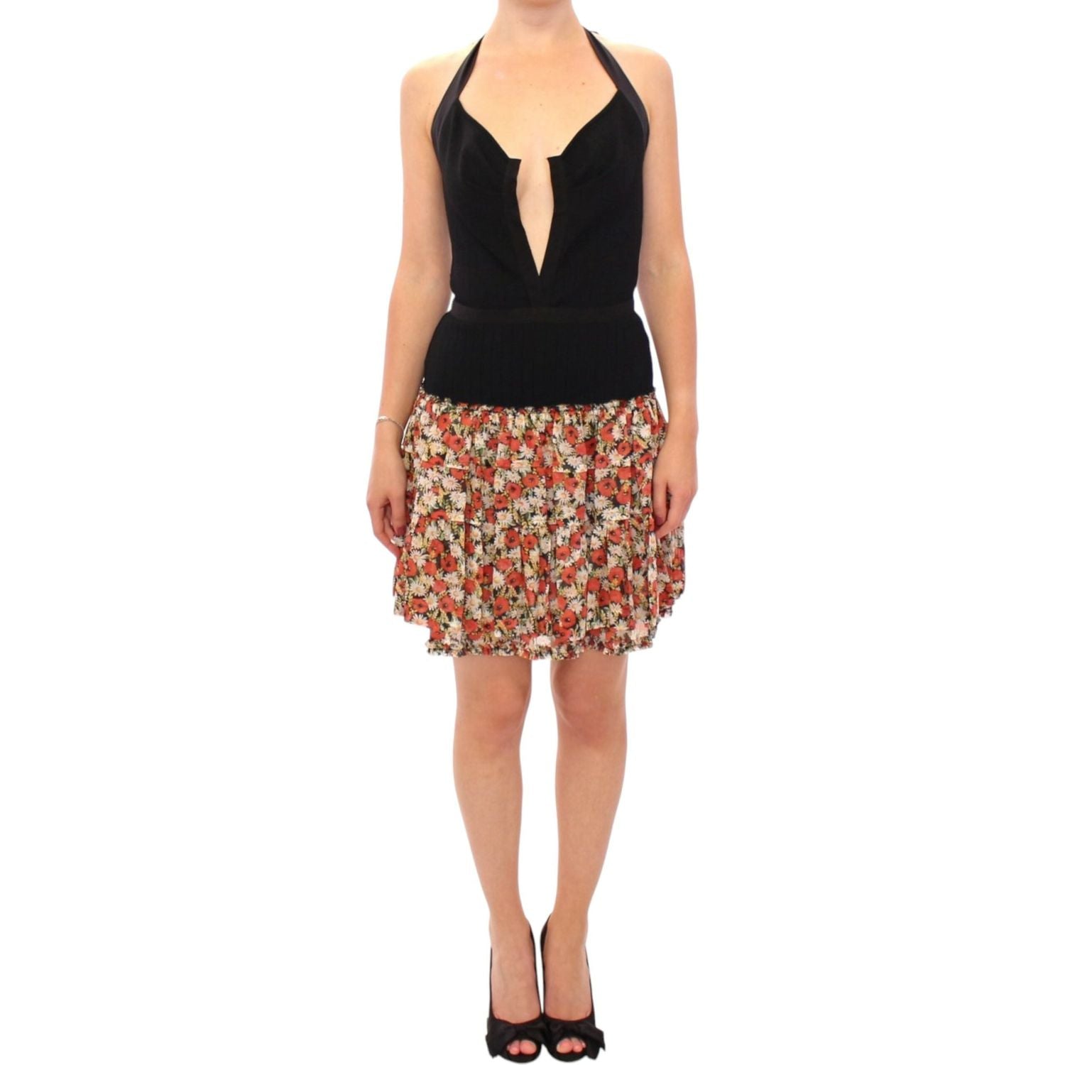 Dolce & Gabbana Multicolor floral bubble halterneck dress