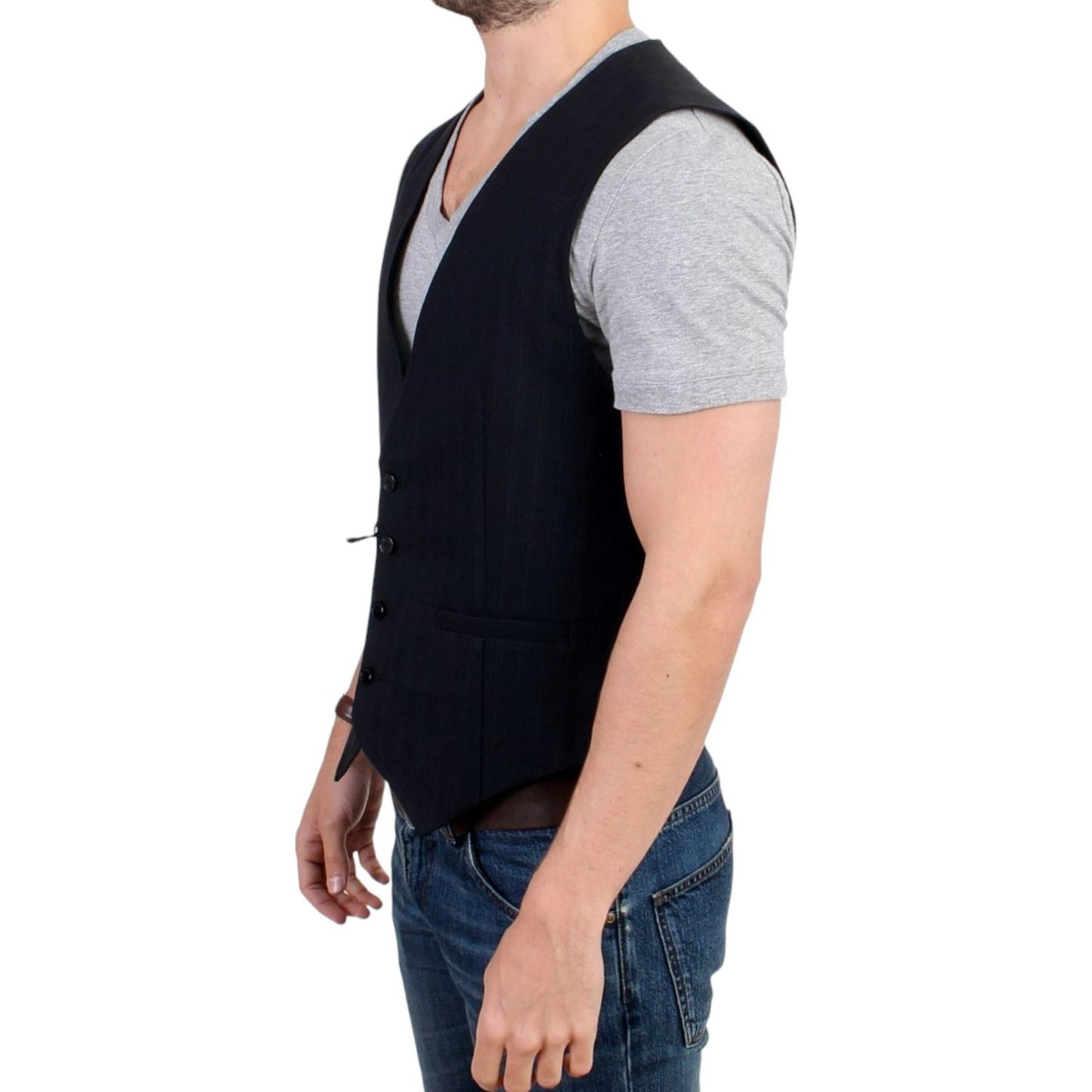 Elegant Striped Casual Vest - Cotton Blend