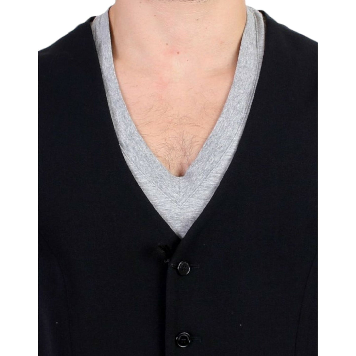 Elegant Black Wool Blend Casual Vest