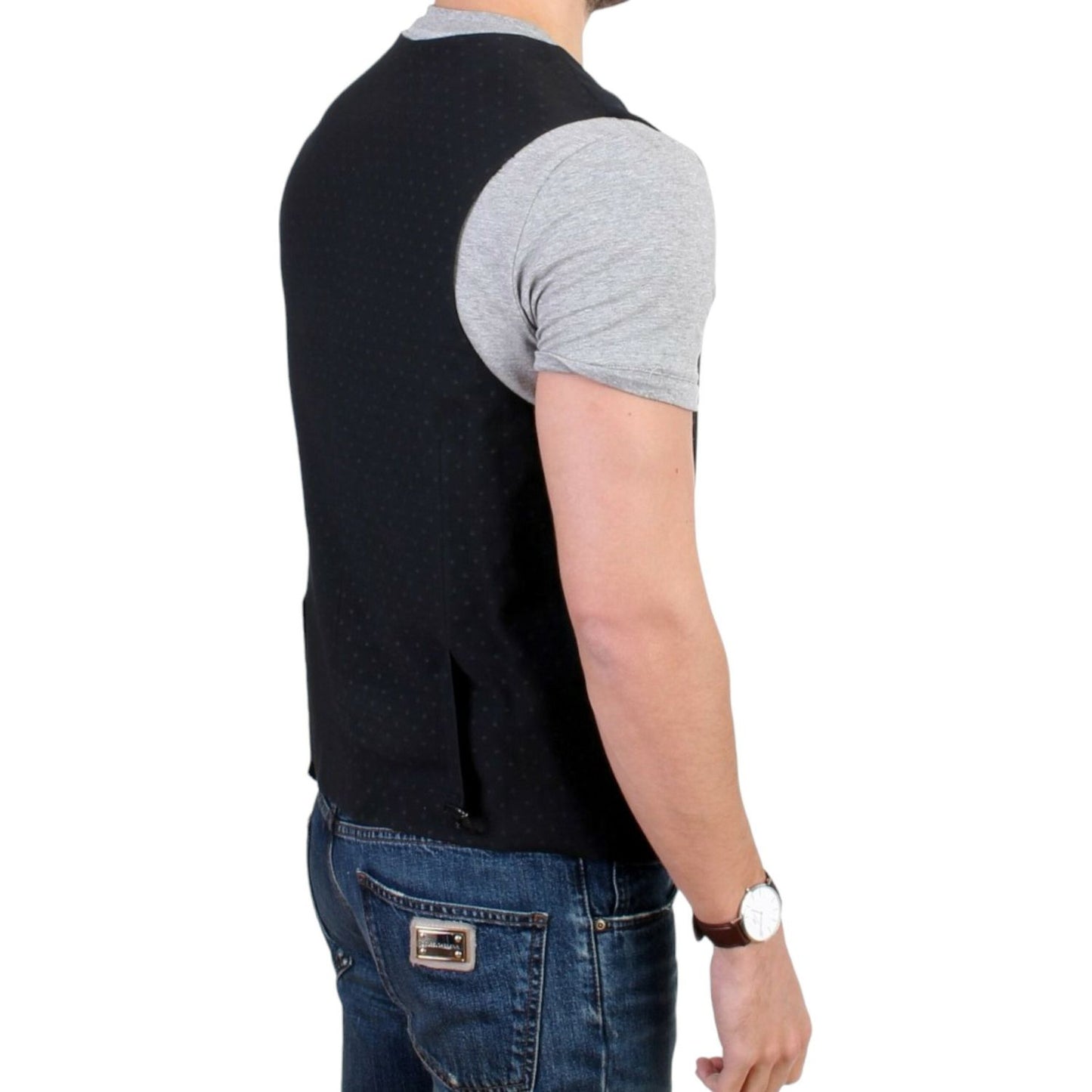 Elegant Black Wool Blend Casual Vest