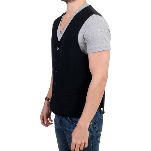 Elegant Black Wool Blend Casual Vest