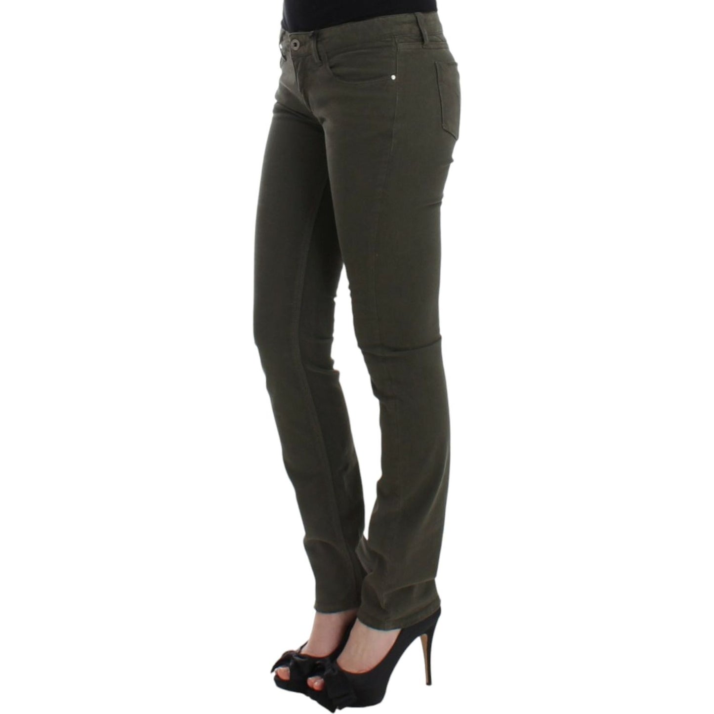 Chic Green Slim Leg Designer Jeans