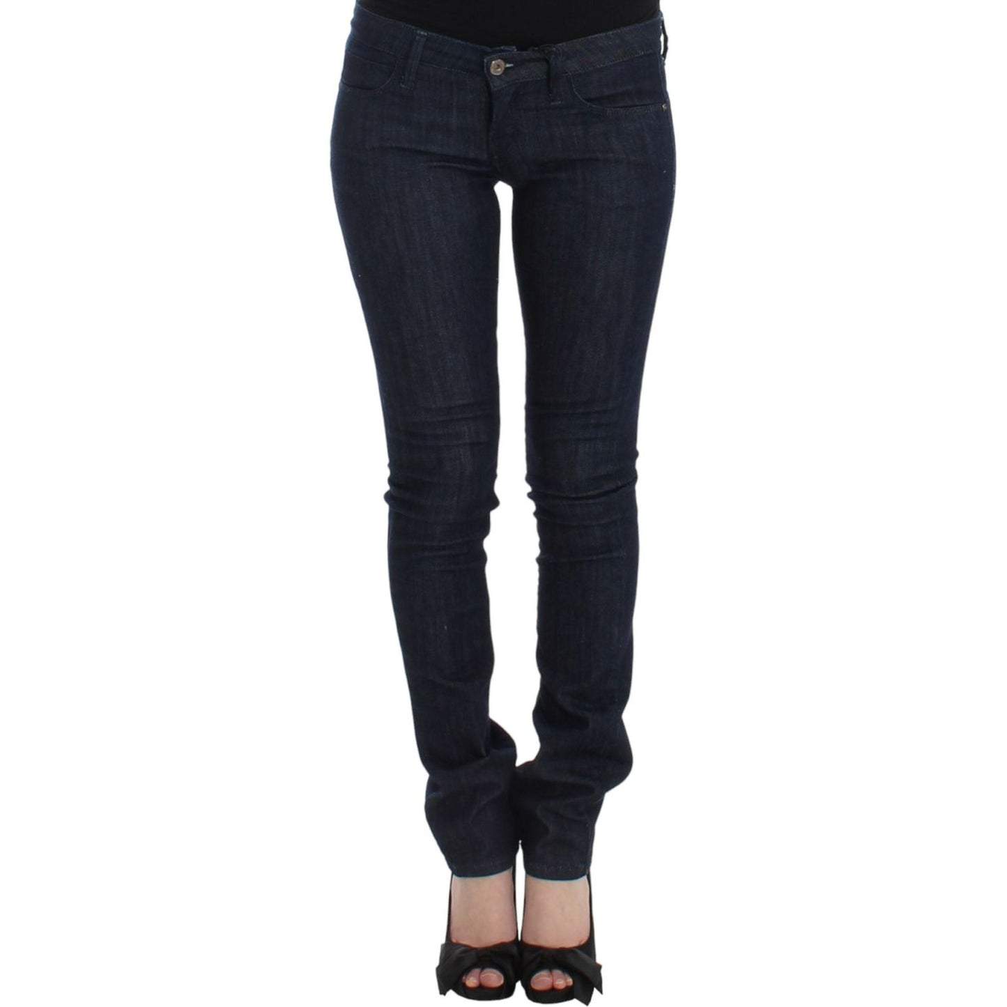 Chic Dark Blue Skinny Leg Jeans