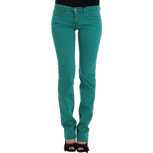 Chic Green Straight Leg Jeans for Sophisticated Style