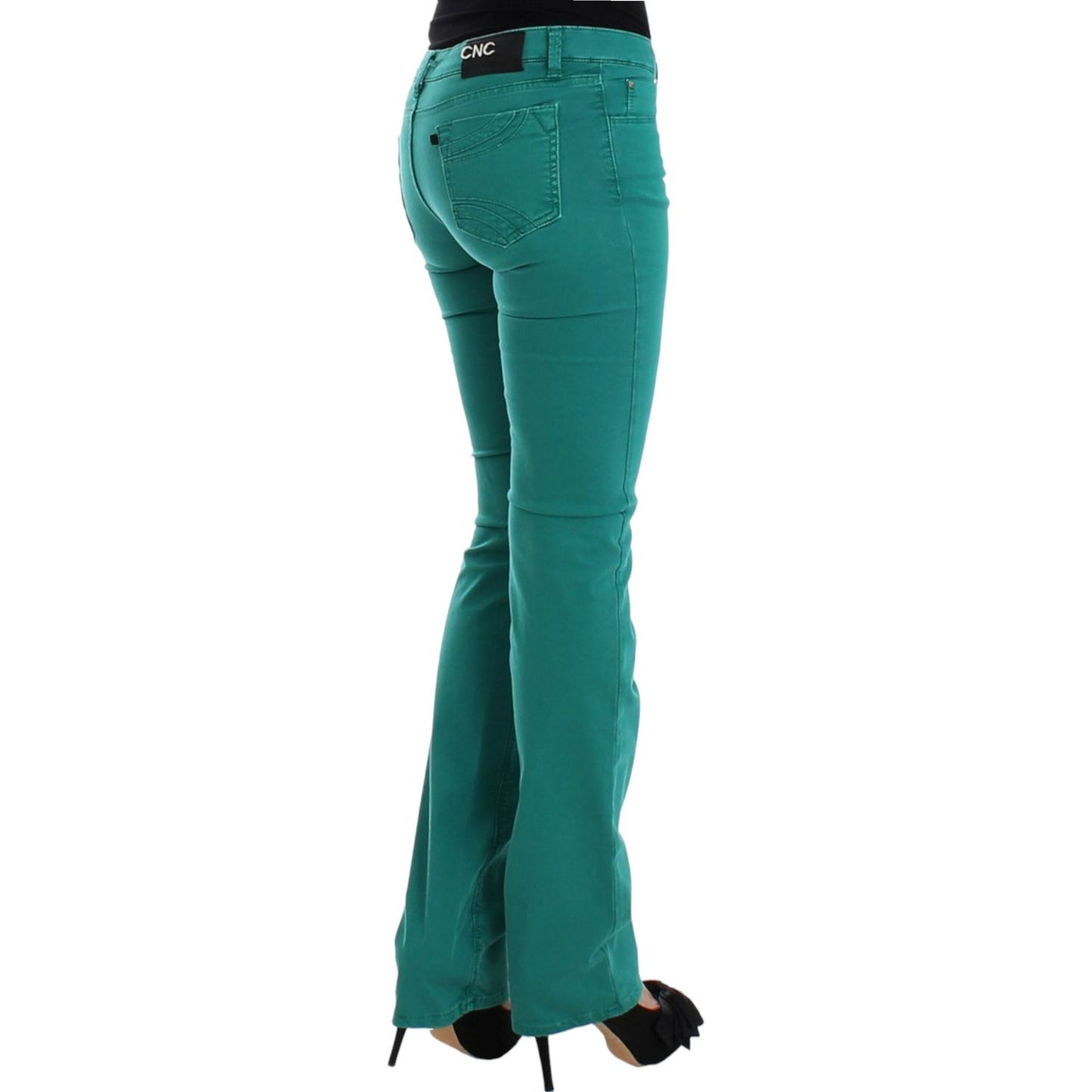 Chic Green Straight Leg Jeans for Sophisticated Style