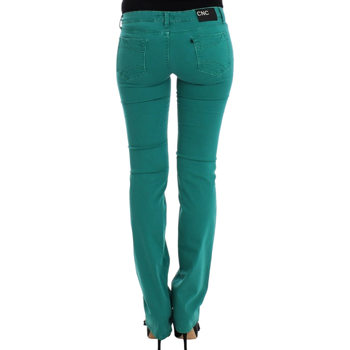 Chic Green Straight Leg Jeans for Sophisticated Style