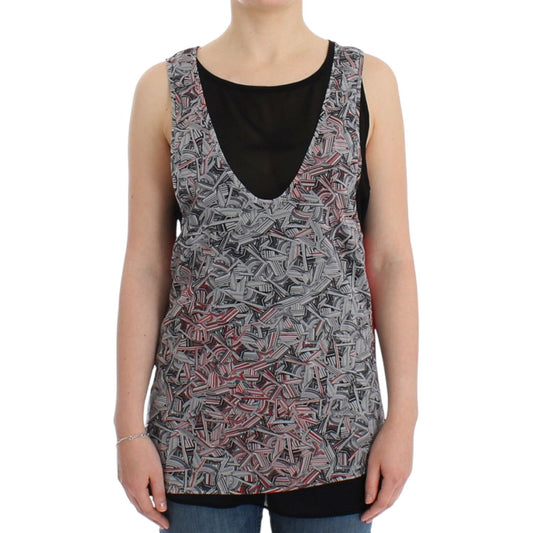 Elegant Sleeveless Black & Red Top