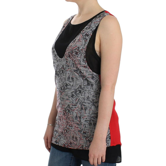 Elegant Sleeveless Black & Red Top