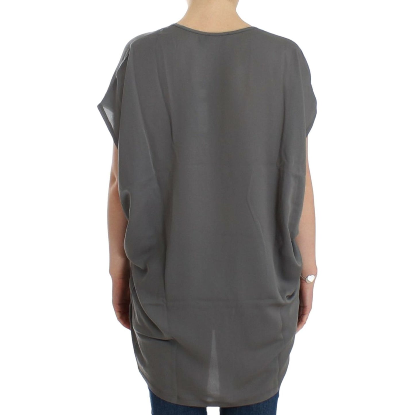 Elegant V-Neck Tunic with Motive Print