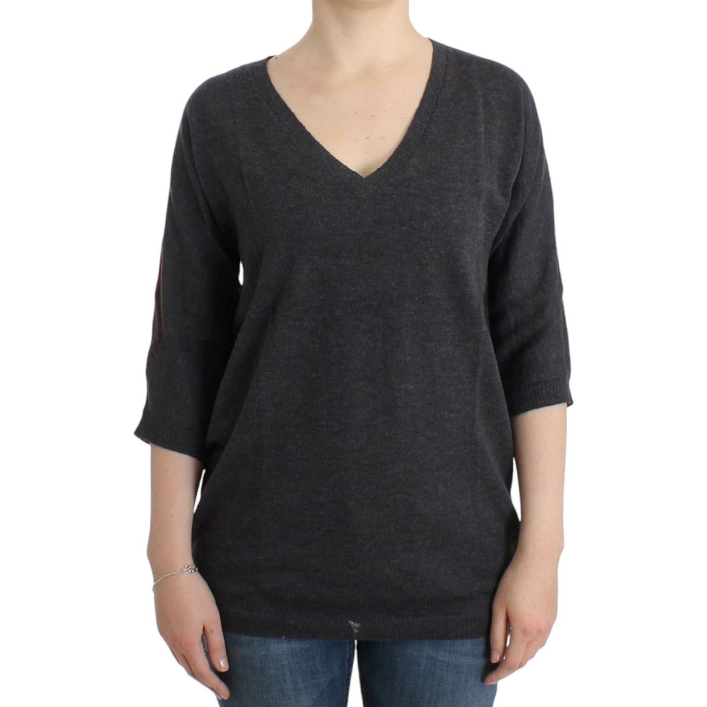 Chic V-Neck Alpaca Blend Short Sleeve Sweater