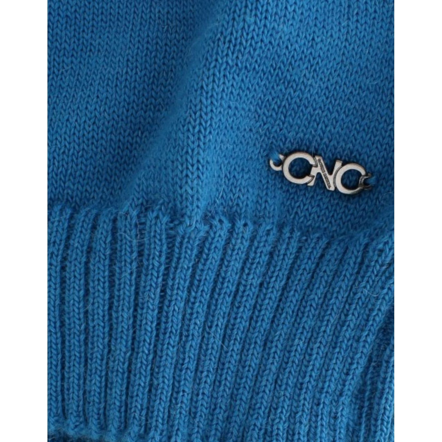 Chic Blue Scoop Neck Knit Sweater