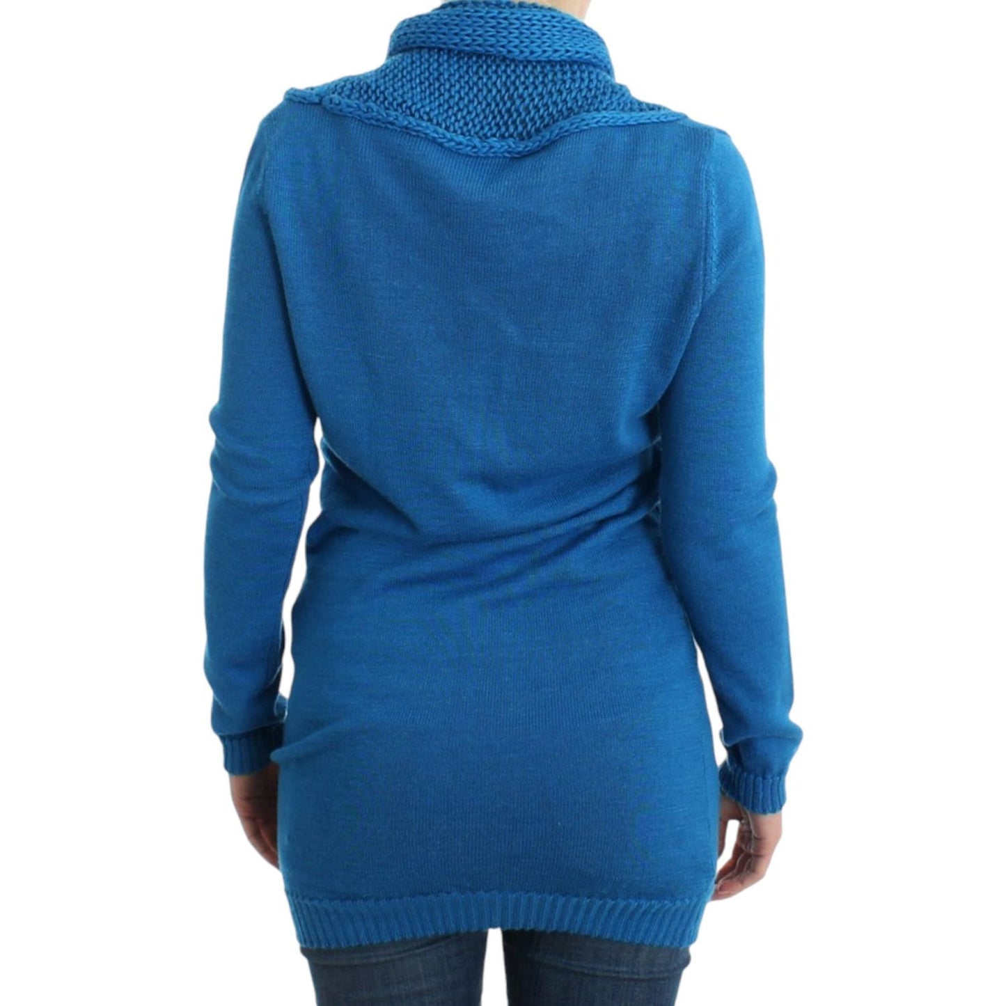 Chic Blue Scoop Neck Knit Sweater