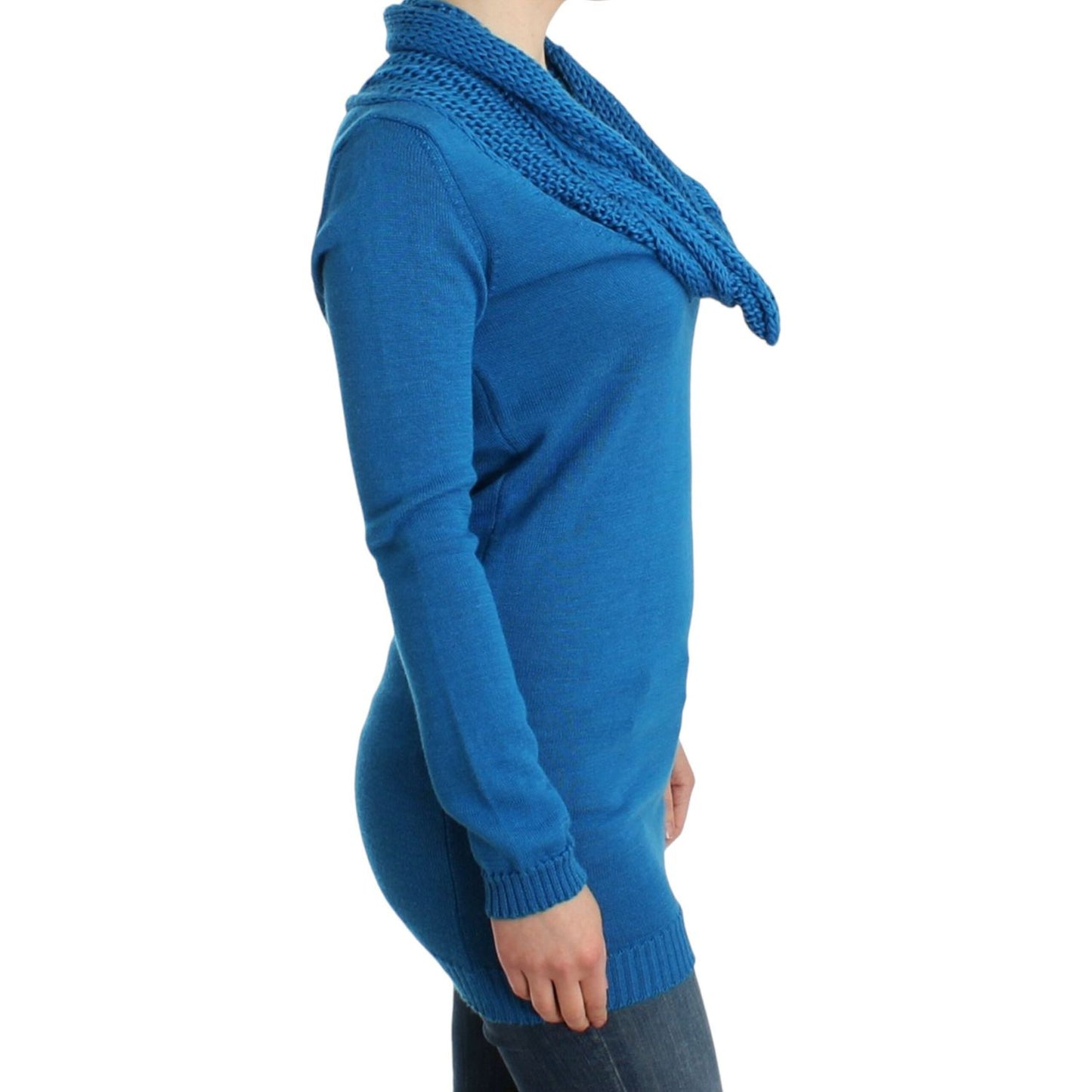 Chic Blue Scoop Neck Knit Sweater