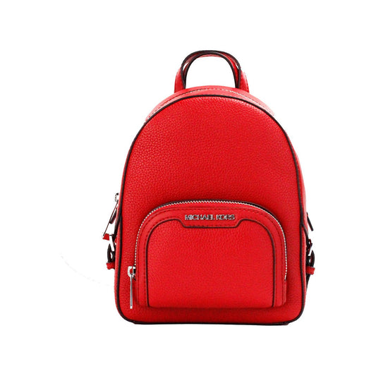 Jaycee Mini XS Bright Red Pebbled Leather Zip Pocket Backpack Bag