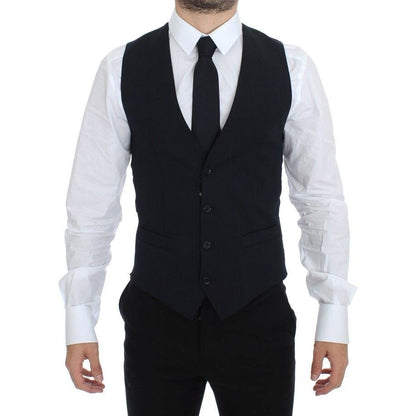 Dolce & Gabbana Blue Wool Formal Dress Vest Gilet