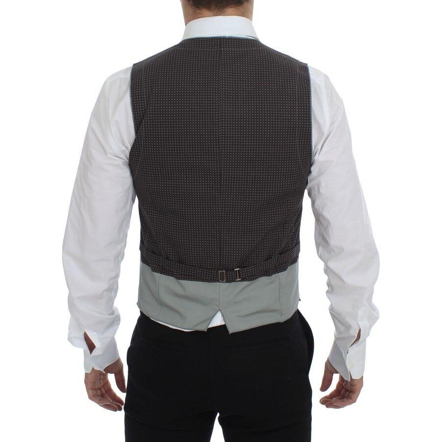 Elegant Gray Cotton Dress Vest