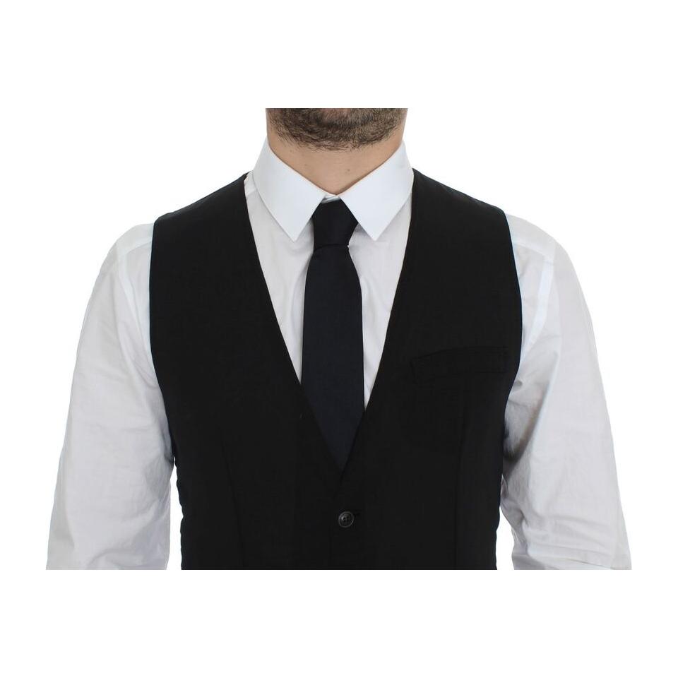 Elegant Black Wool Dress Vest