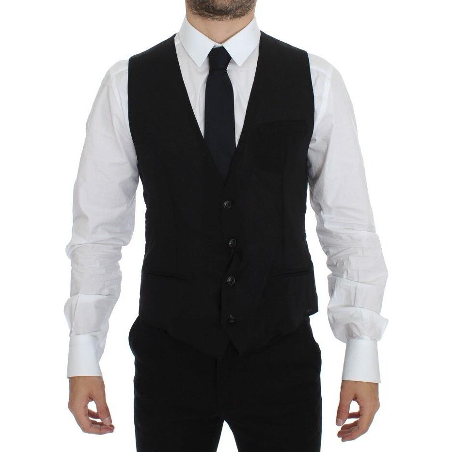 Elegant Black Wool Dress Vest