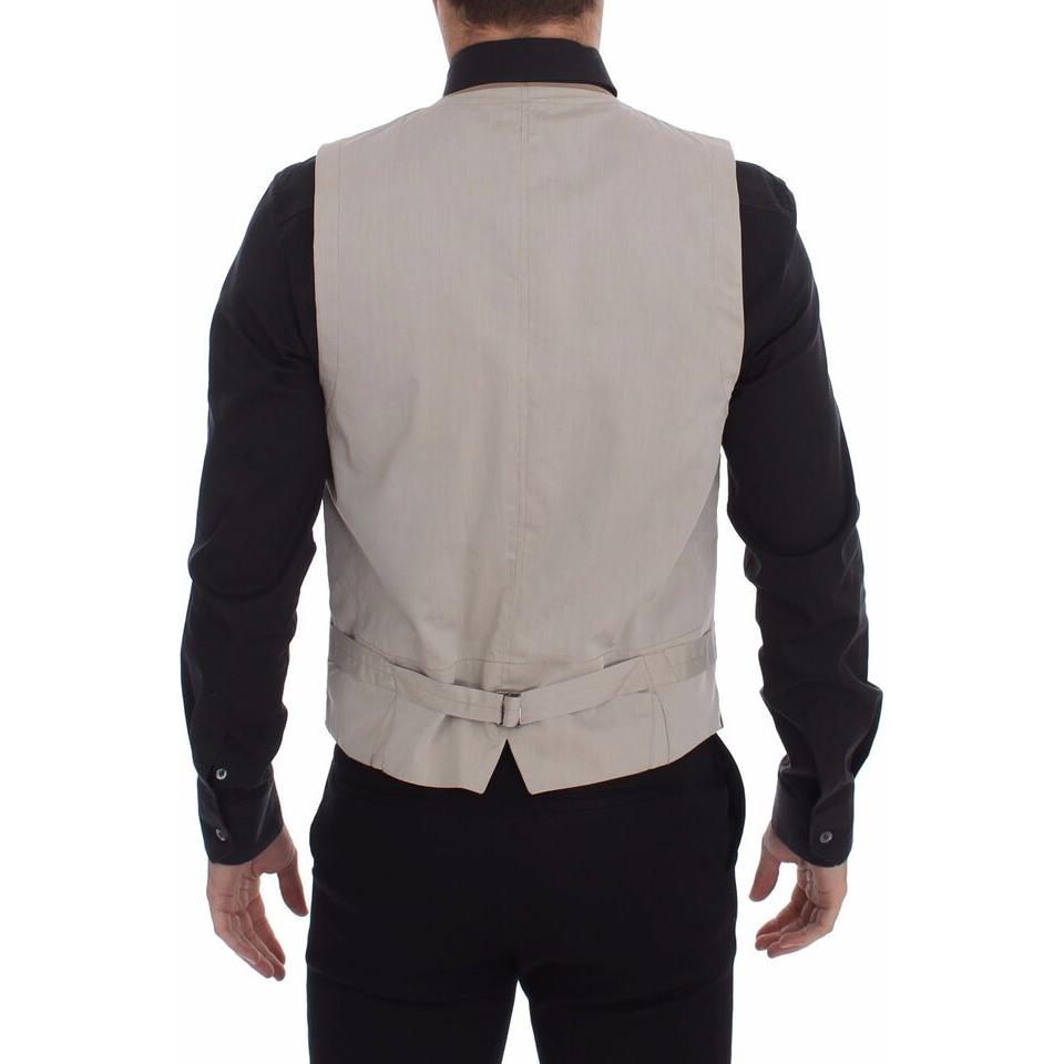 Elegant Beige Cotton Dress Vest – Slim Fit