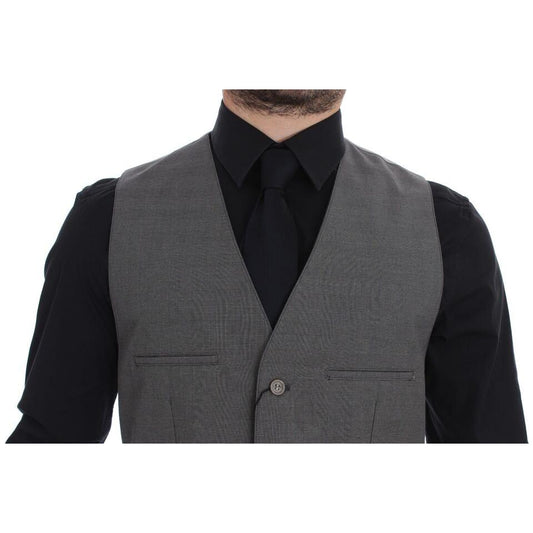 Elegant Gray Slim Fit Dress Vest