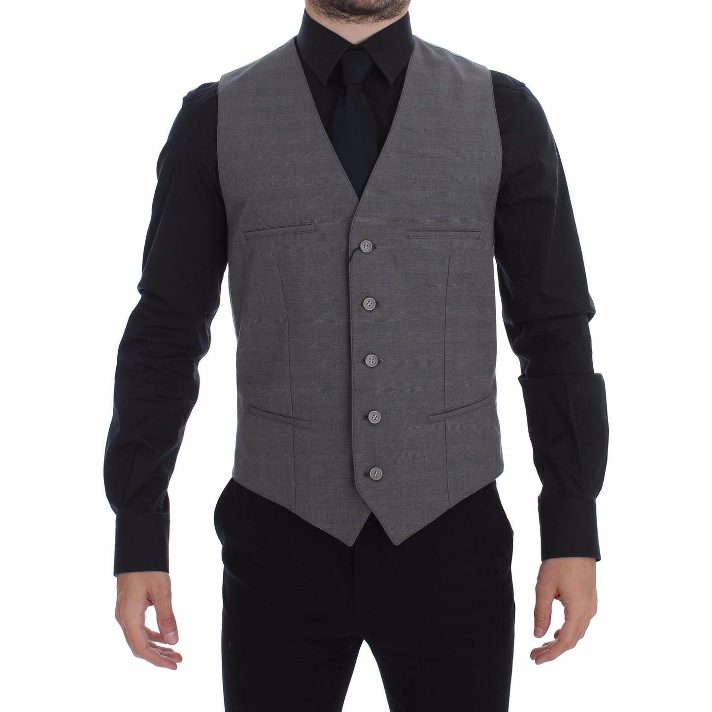 Elegant Gray Slim Fit Dress Vest