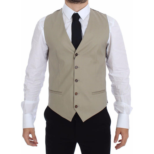 Elegant Beige Cotton Dress Vest Dolce & Gabbana