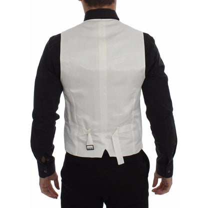 Dolce & Gabbana White Cotton Silk Blend Dress Vest Blazer
