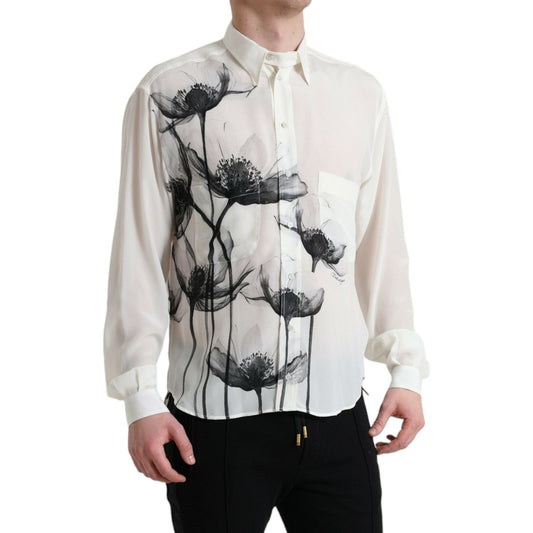 Elegant Floral Silk Dress Shirt