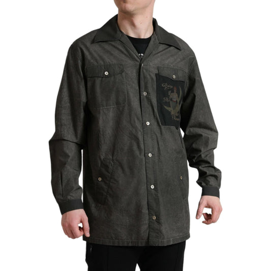 Elegant Dark Gray Cotton Button-Down Shirt Dolce & Gabbana