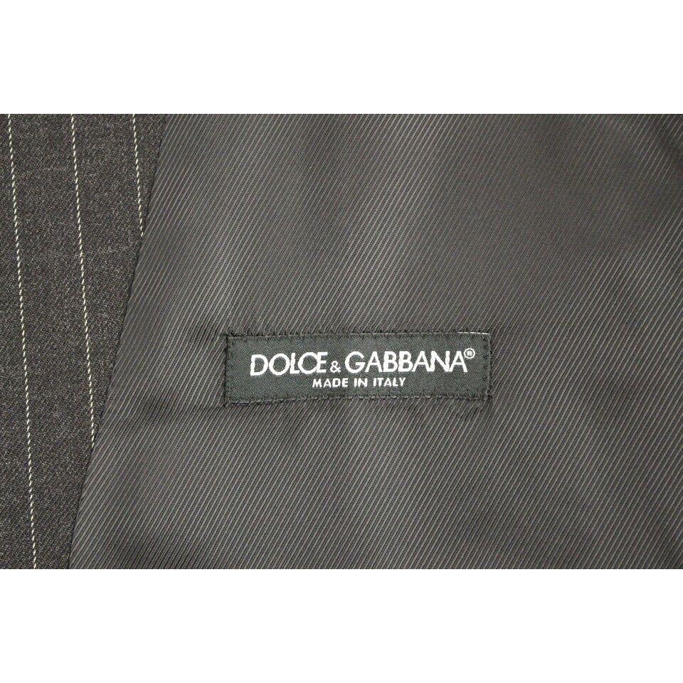 Dolce & Gabbana Gray Striped Wool Logo Vest Gilet Weste