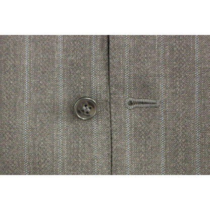Dolce & Gabbana Gray Striped Wool Logo Vest Gilet Weste