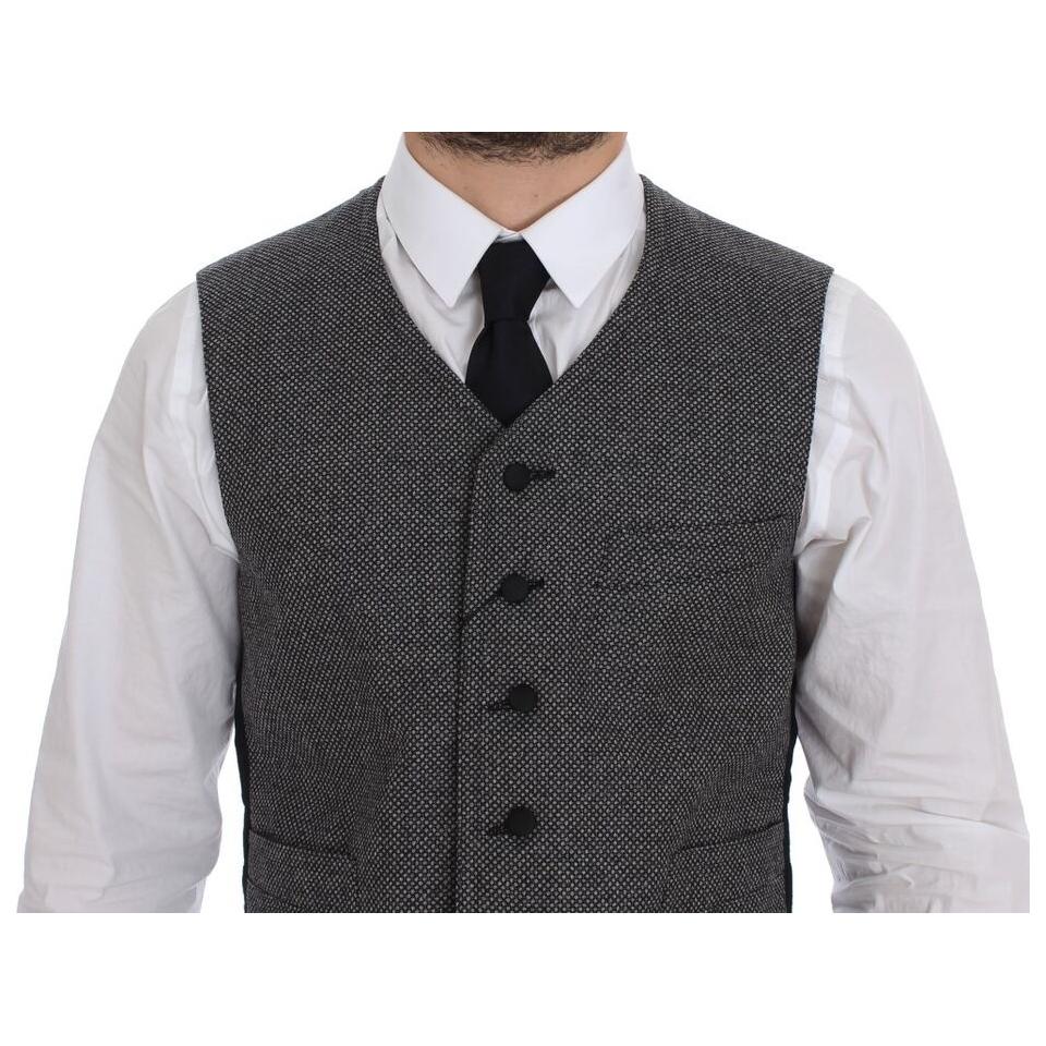 Elegant Single Breasted Gray Dress Vest