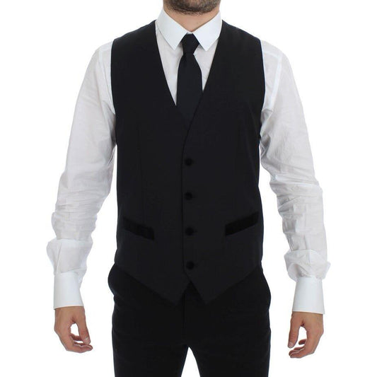 Dolce & Gabbana Elegant Black Wool Formal Dress Vest Dolce & Gabbana