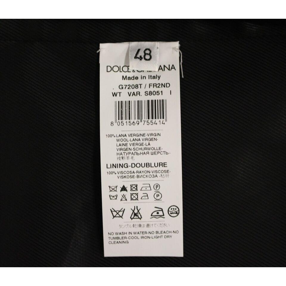 Dolce & Gabbana Gray Striped Wool Single Breasted Vest