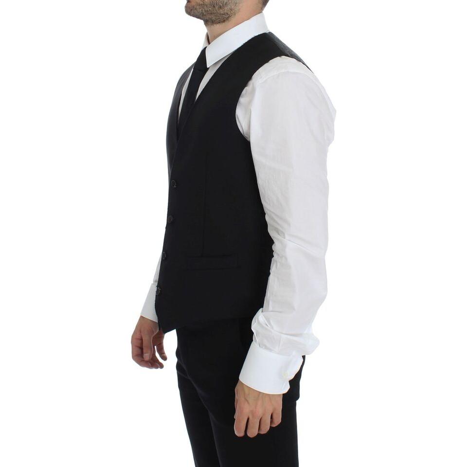 Elegant Black Wool Dress Vest