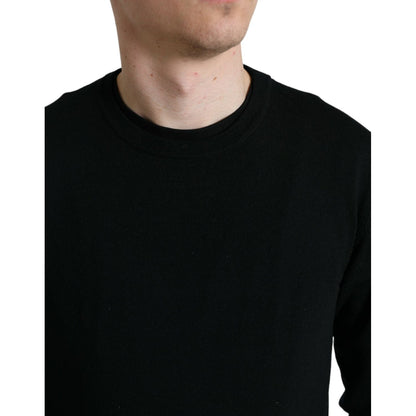 Dolce & Gabbana Black Wool Round Neck Pullover Sweater