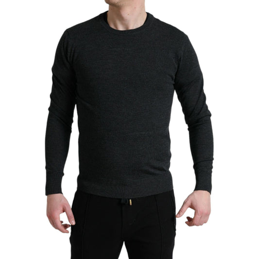 Elegant Gray Wool Pullover Sweater Dolce & Gabbana