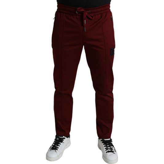 Maroon Cotton Stretch Jogger Pants Dolce & Gabbana